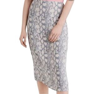 American Eagle Snake Print Midi Crepe Skirt size Large in Beige/Grey